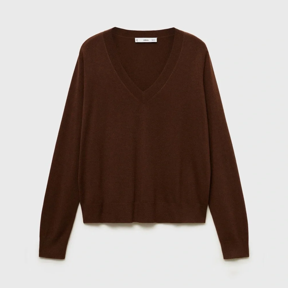 Mango Brown V-Neck Sweater NWT - Picture 2 of 5